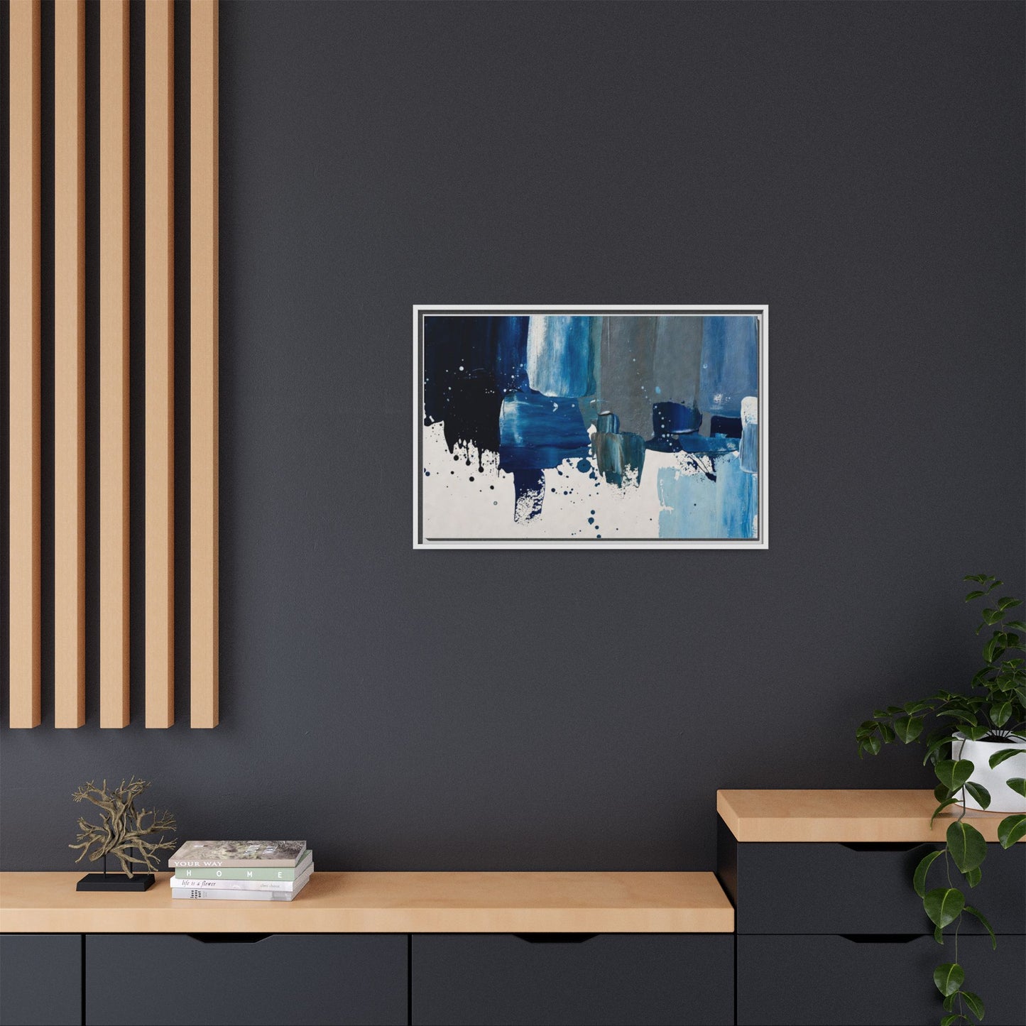 Abstract Blue Ocean Matte Canvas Framed Wall Art