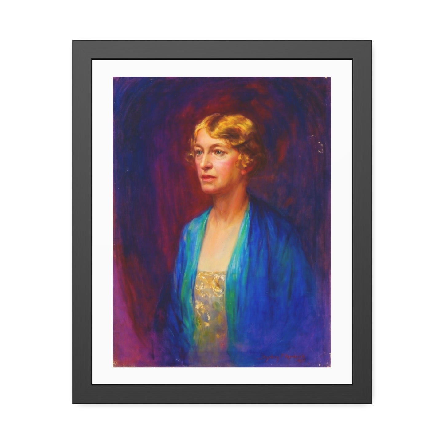 Framed Portrait Poster — Vintage Woman Oil-Style Art Print