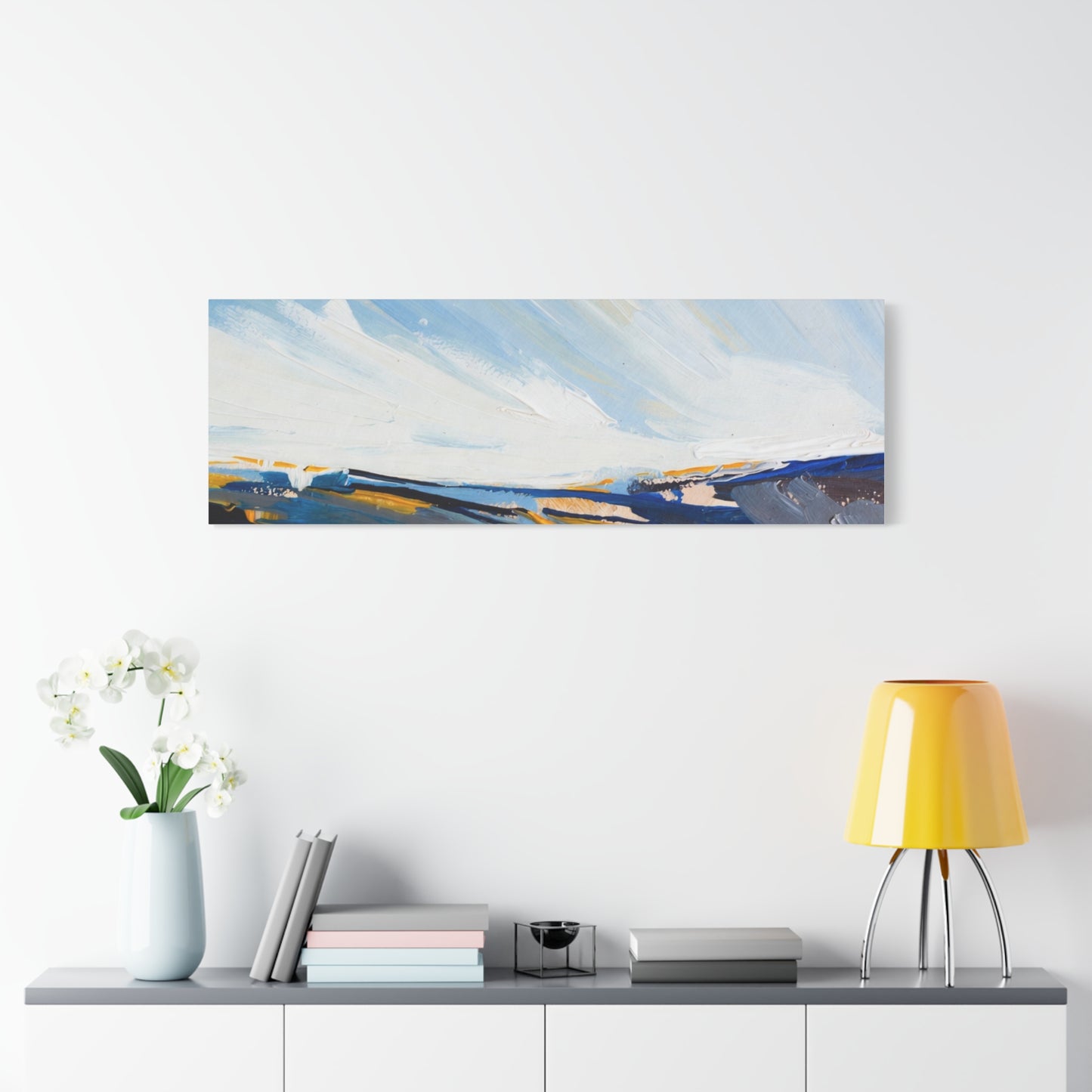 Abstract Coastal Landscape Canvas Print — Blue Sky Seascape Wall Art