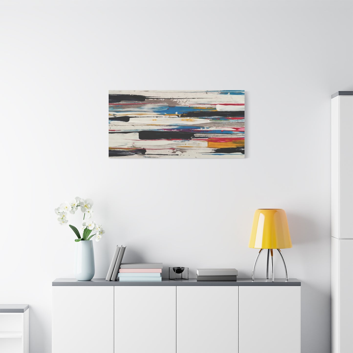 Abstract Color Streaks Matte Canvas Print — Modern Horizontal Wall Art