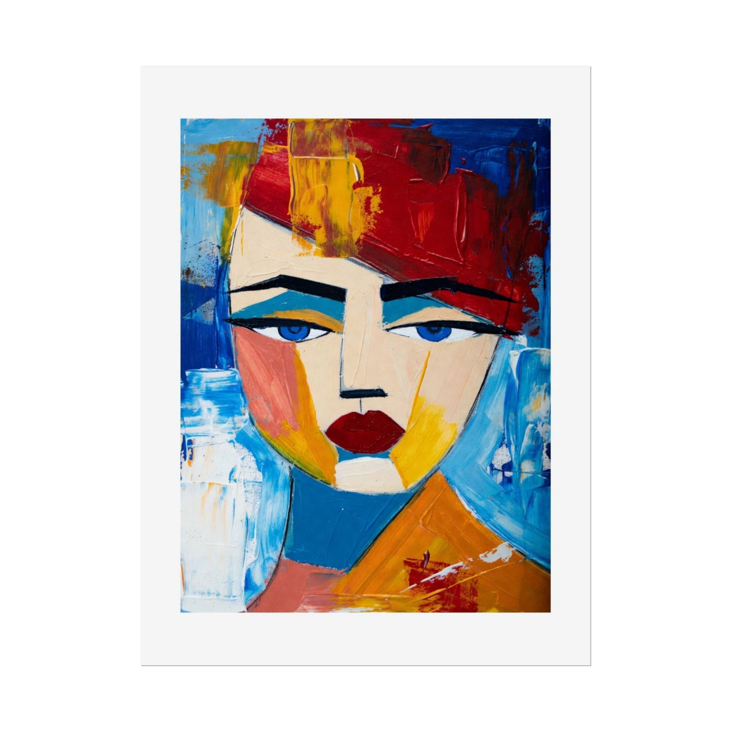 Abstract Colorful Face Poster - Modern Expressionist Rolled Art Print