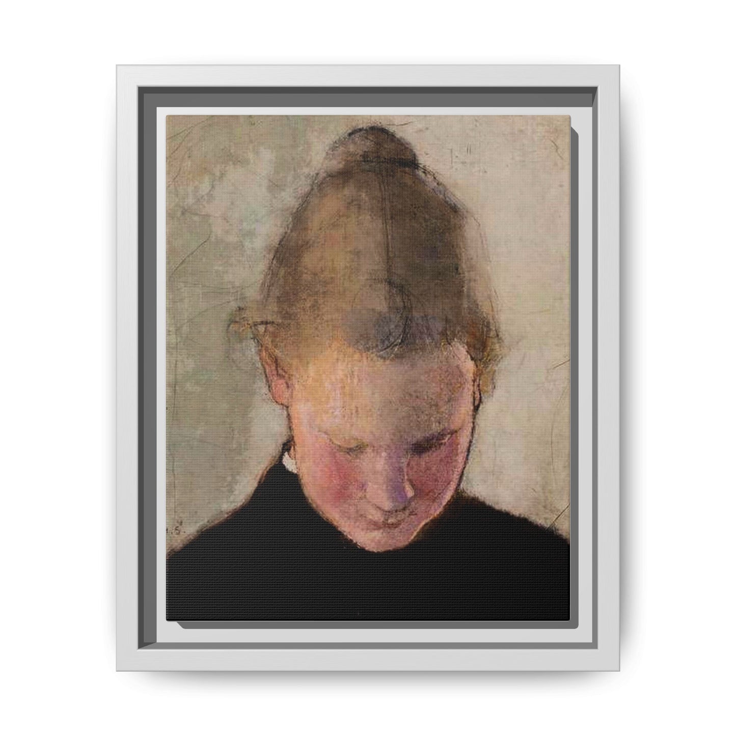 Lukeva tytto by Helena Schjerfbeck Framed Matte Canvas Art Print