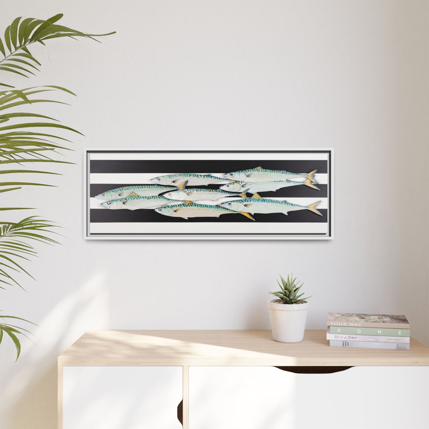 Striped Mackerel Canvas Print — Framed Matte Fish Wall Art