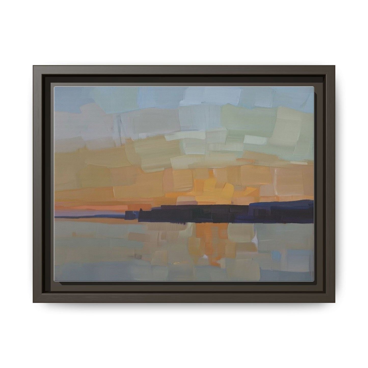 Framed Matte Canvas Sunset Abstract Landscape Art Print