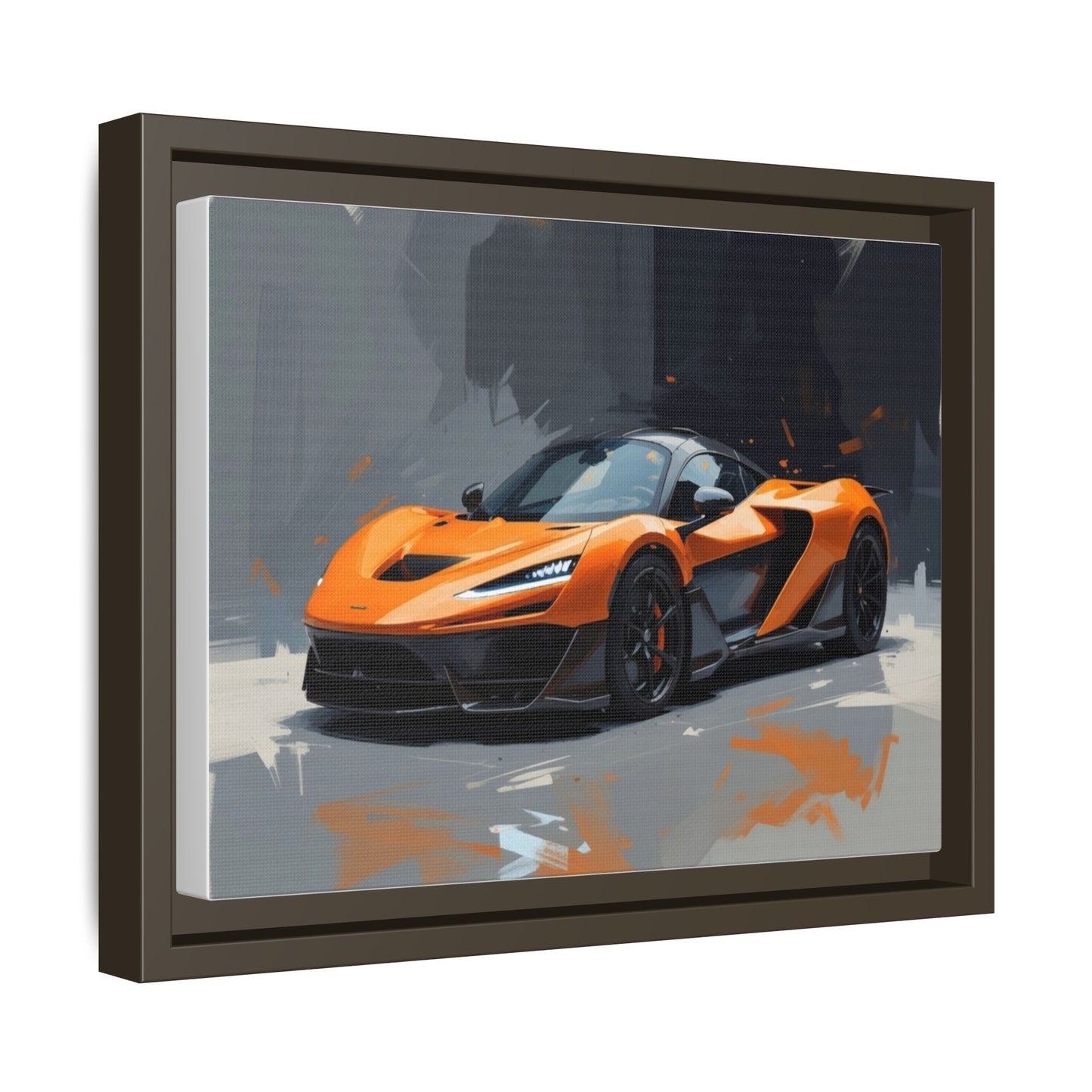 Framed Matte Canvas — Orange Sports Car Print