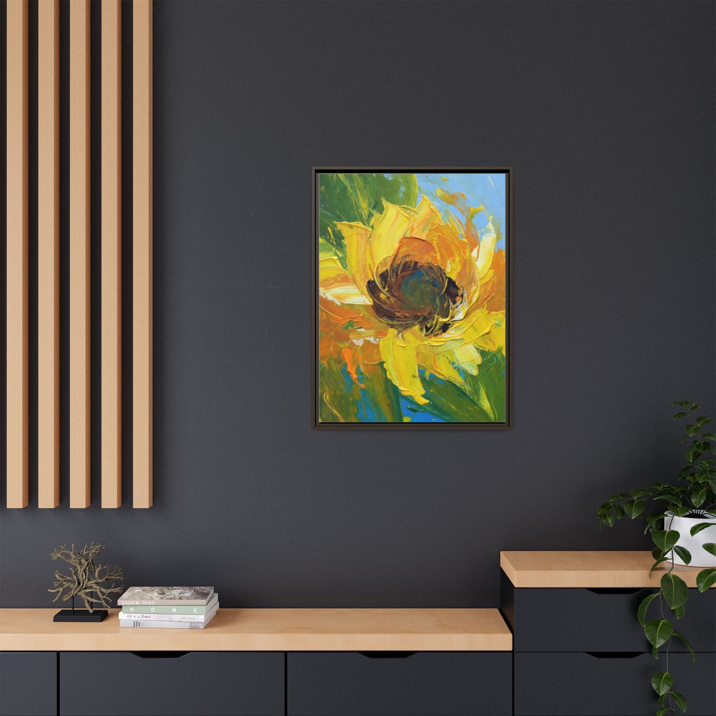 Framed Sunflower Abstract Matte Canvas Print