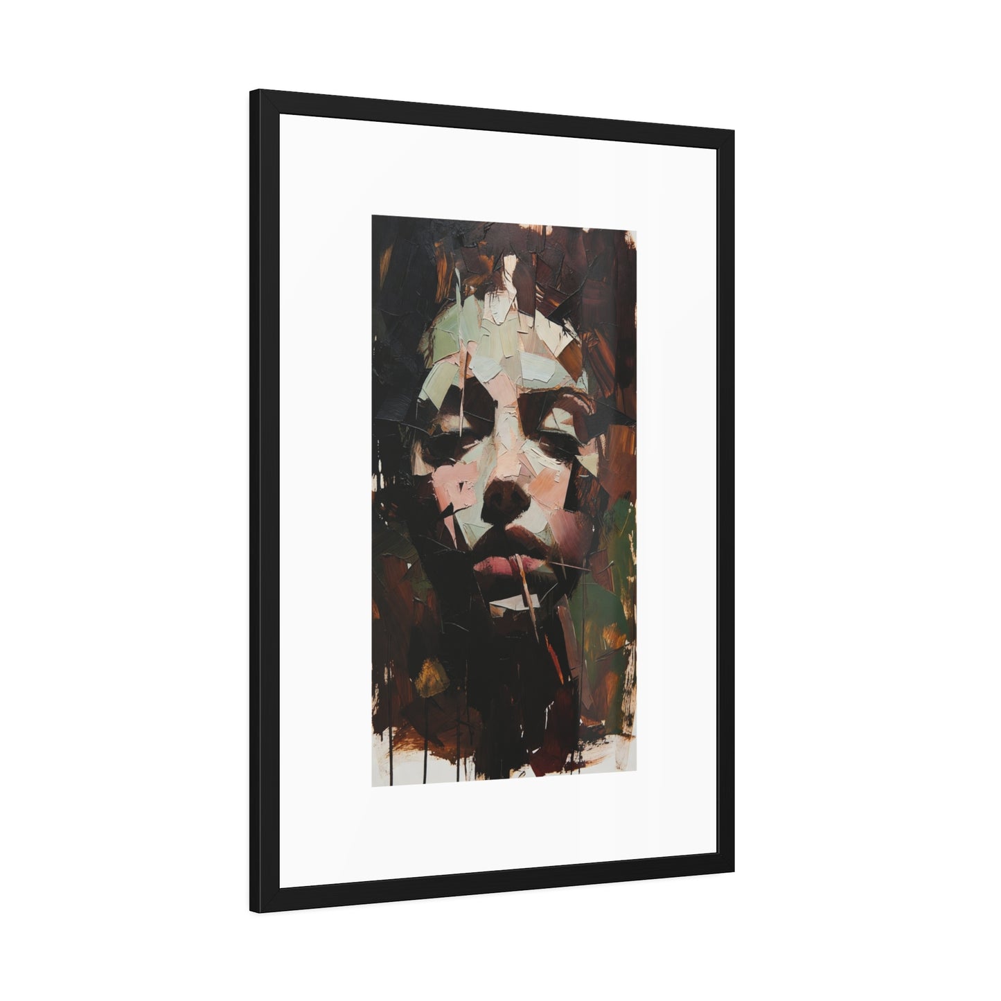 Abstract Portrait Framed Art Print — Moody Contemporary Face Poster for Home & Office