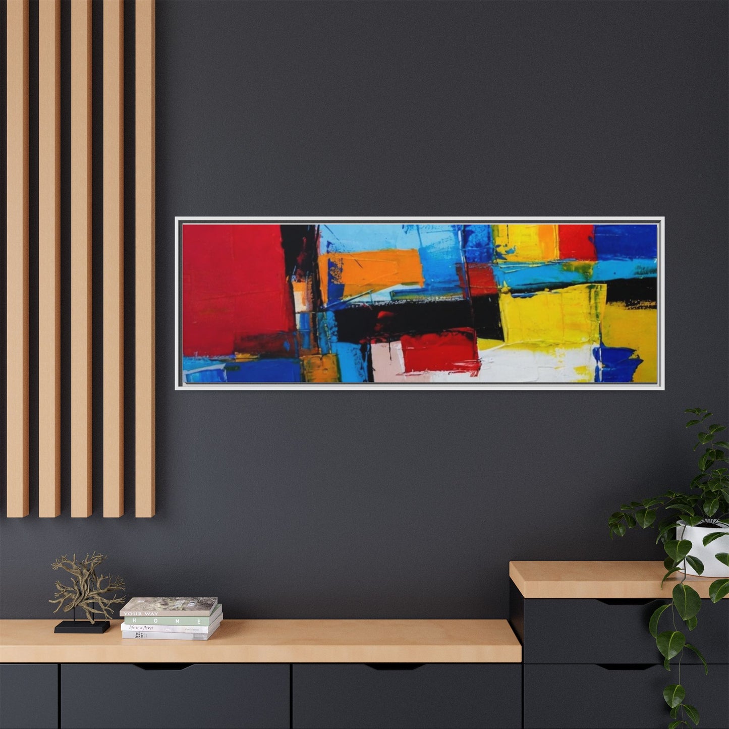 Abstract Color Block Matte Canvas Framed Wall Art
