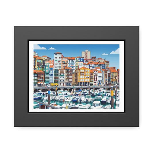 Harbor Marina Framed Poster — Colorful Coastal Cityscape Wall Art