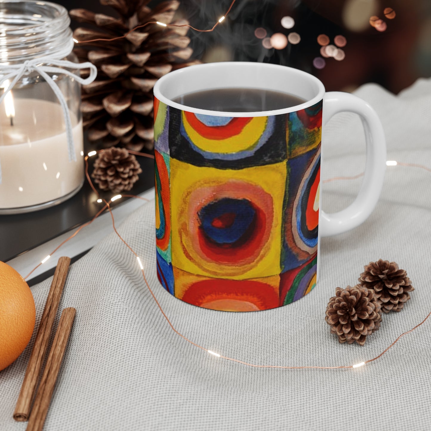 Abstract Colorful Circles Mug — Vibrant Geometric Art Coffee Cup