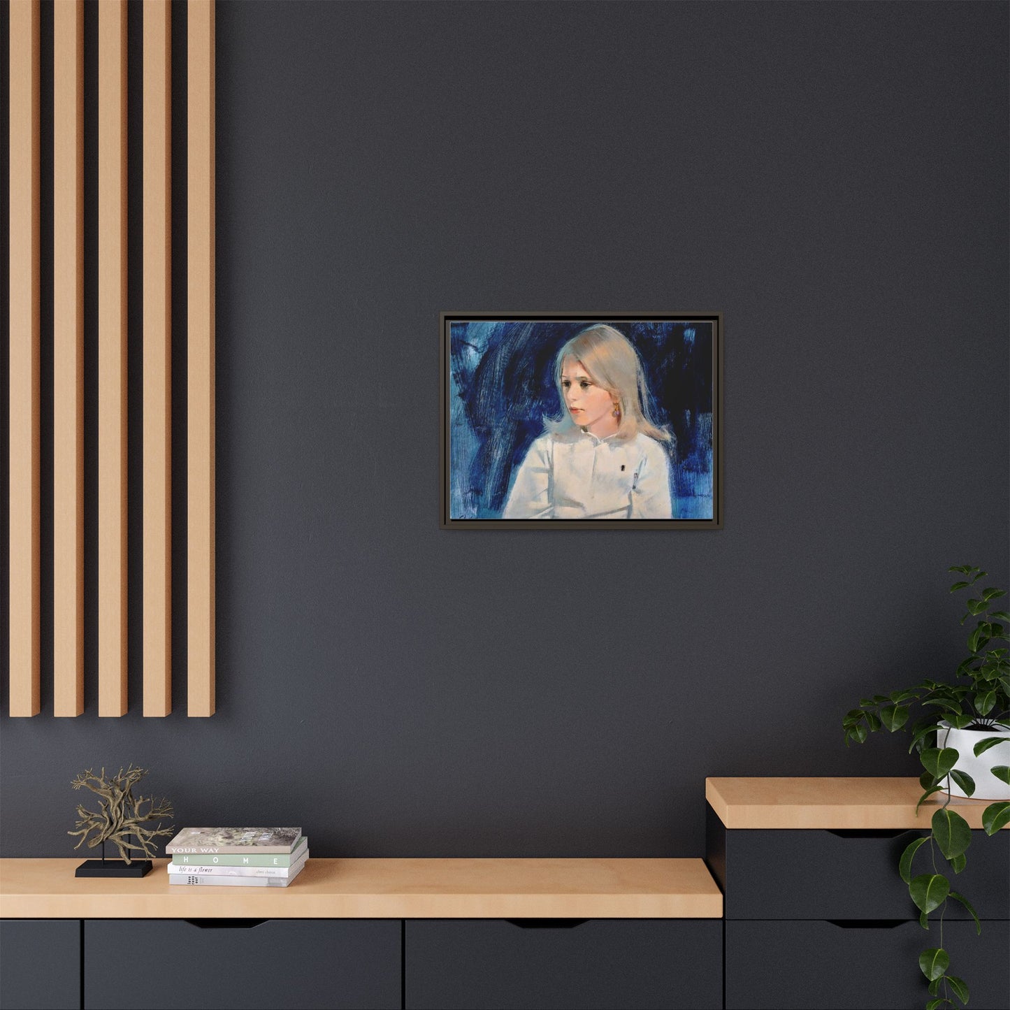 Painting of girl by Unknown Artist Framed Matte Canvas Classic Wall Art