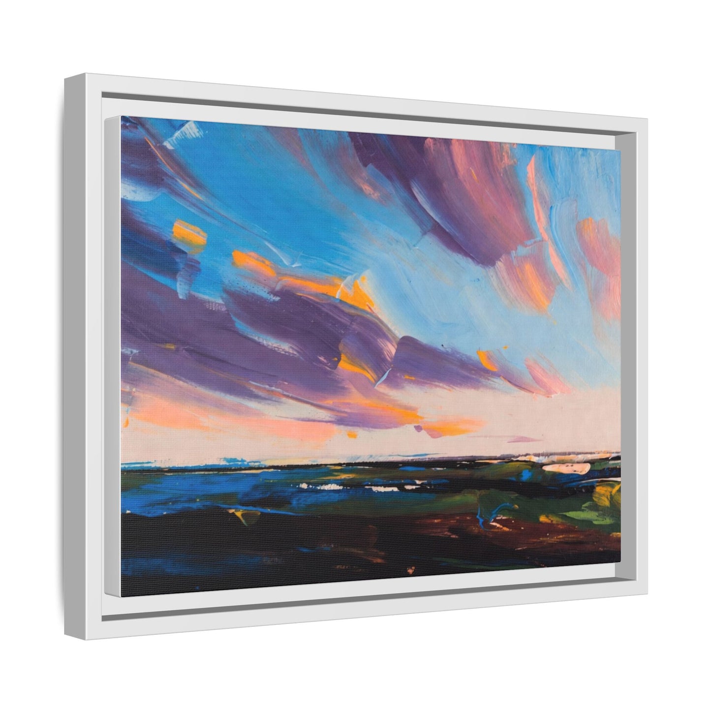 Framed Matte Canvas Abstract Seascape Sunset Art Print