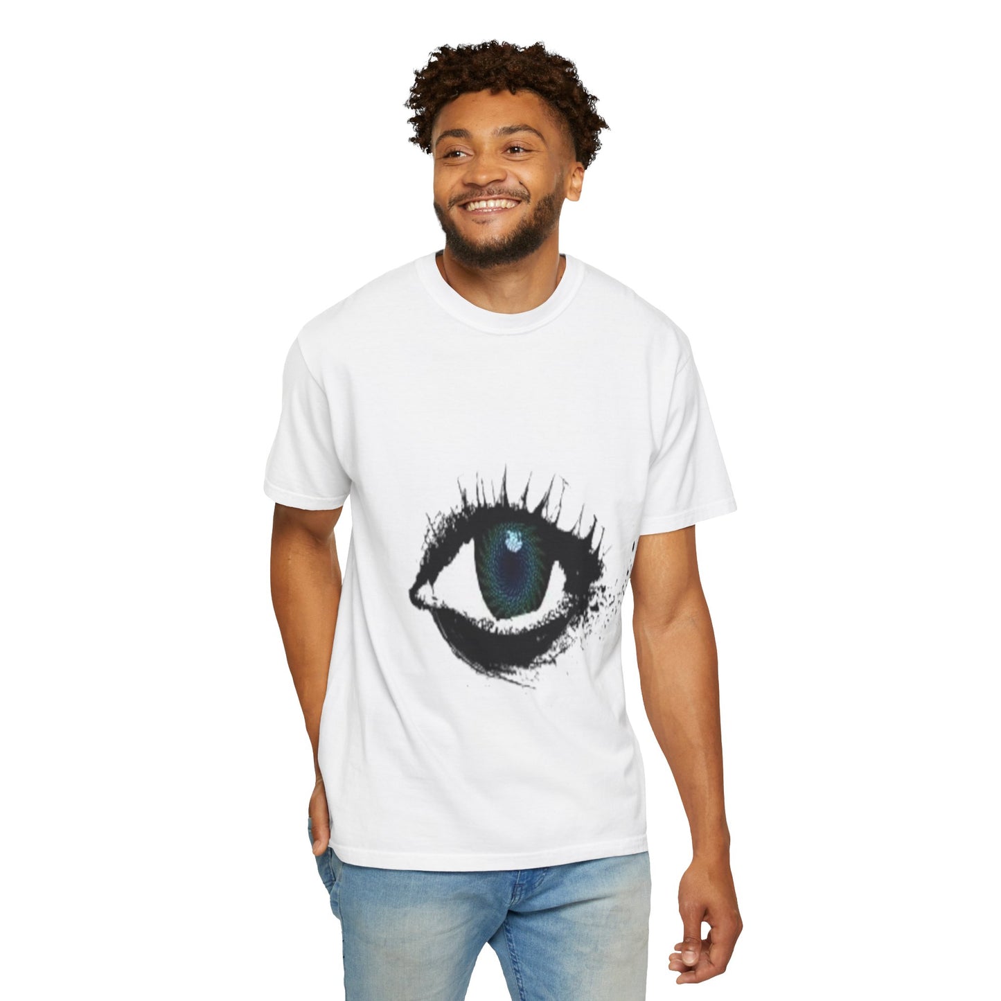 Eye Graphic T-Shirt — Blue Iris Grunge Art Tee