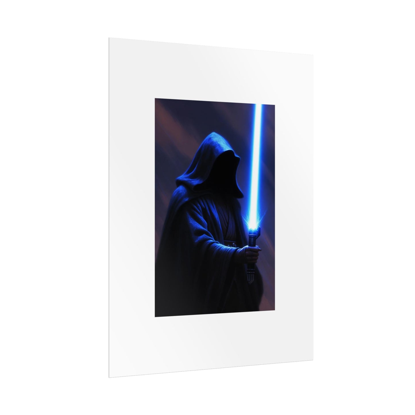 Sci‑Fi Lightsaber Poster — Hooded Jedi Warrior Wall Art (Rolled Poster)