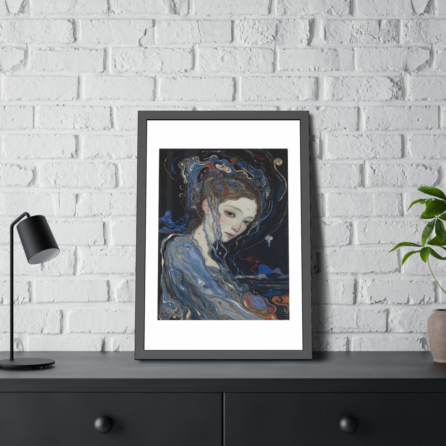 Framed Art Print — Dreamy Blue Portrait Poster