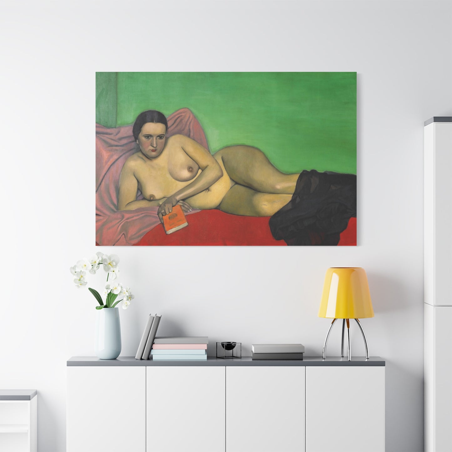 Femme nue tenant un livre by Félix Vallotton Matte Canvas Wall Art Print
