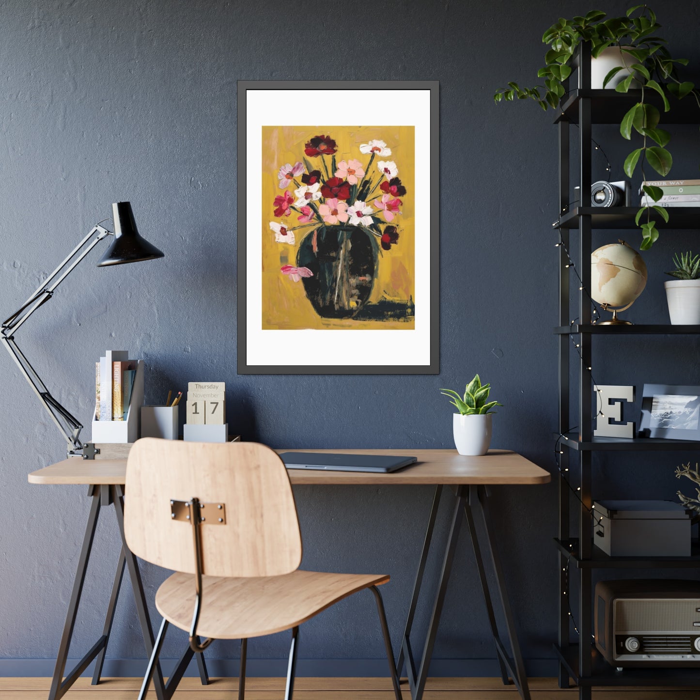 Framed Poster  Abstract Floral Vase Art Print