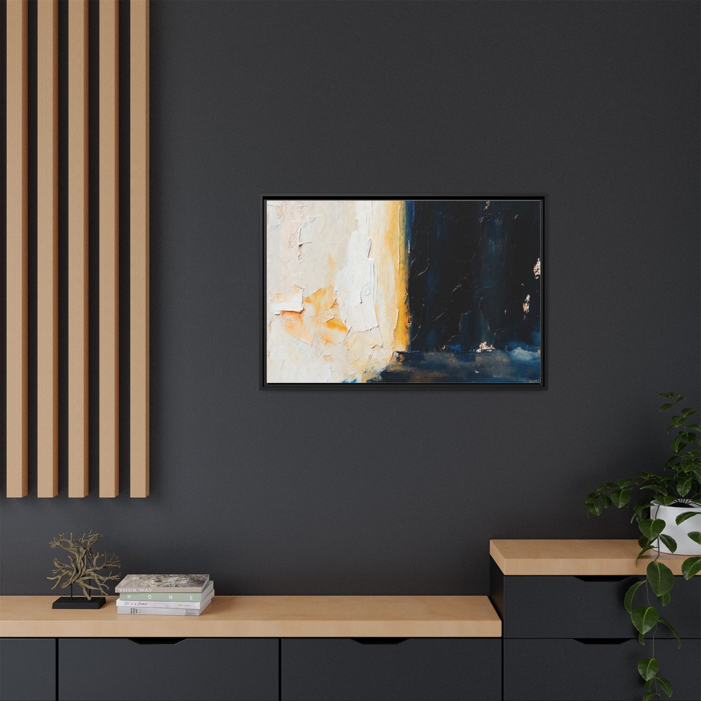 Abstract Coastal Texture Framed Canvas Art — Matte Multi-Color Wall Print