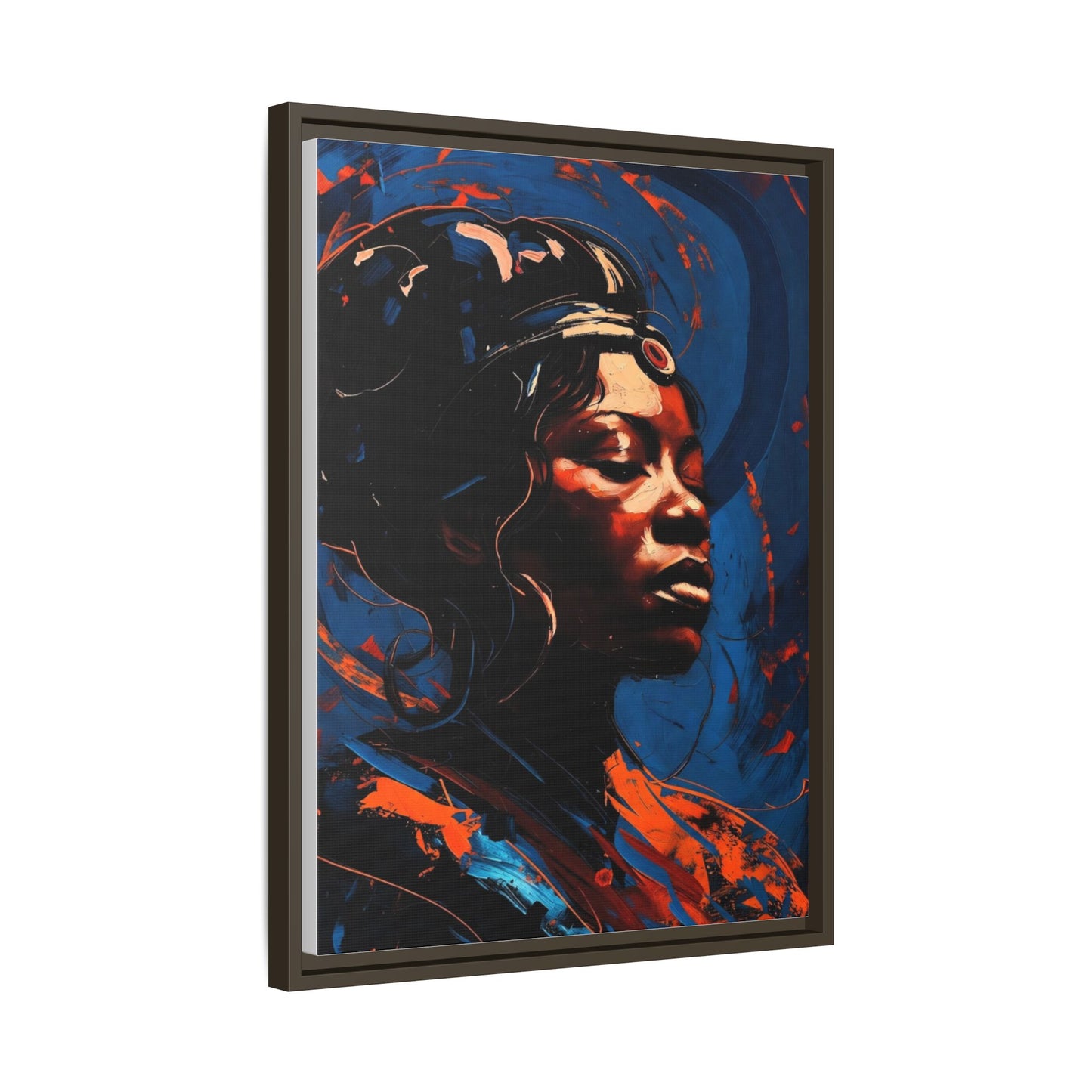 Framed Matte Canvas Art - Vibrant Portrait of a Black Woman (Multi-Color)