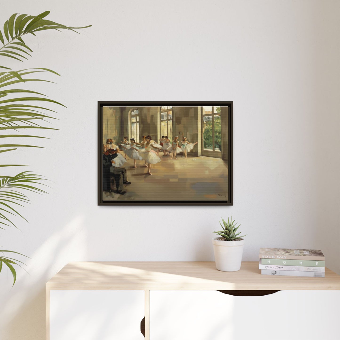 Framed Matte Canvas Print — Ballet Class Scene (Impressionist Dancers)