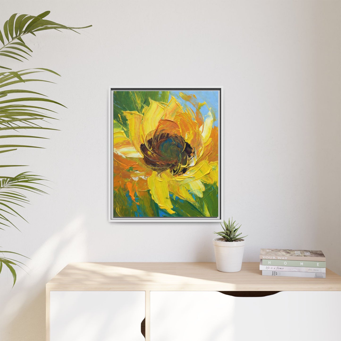 Framed Sunflower Abstract Matte Canvas Print
