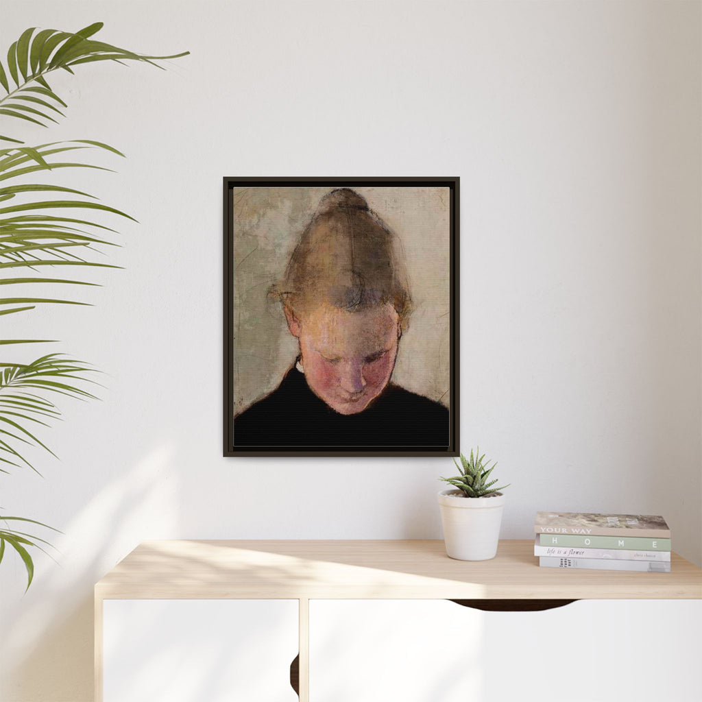 Lukeva tytto by Helena Schjerfbeck Framed Matte Canvas Art Print