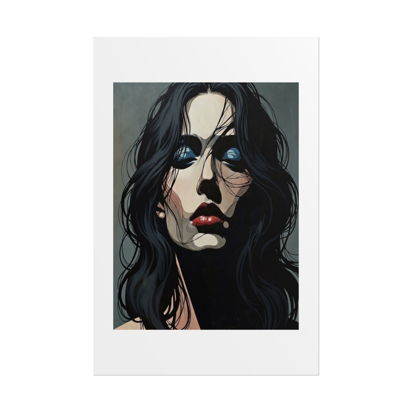 Rolled Poster — Moody Portrait Art Print (Dark Femme, Blue Eyeshadow)