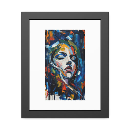 Abstract Expressionist Portrait Framed Art Print — Colorful Modern Wall Decor