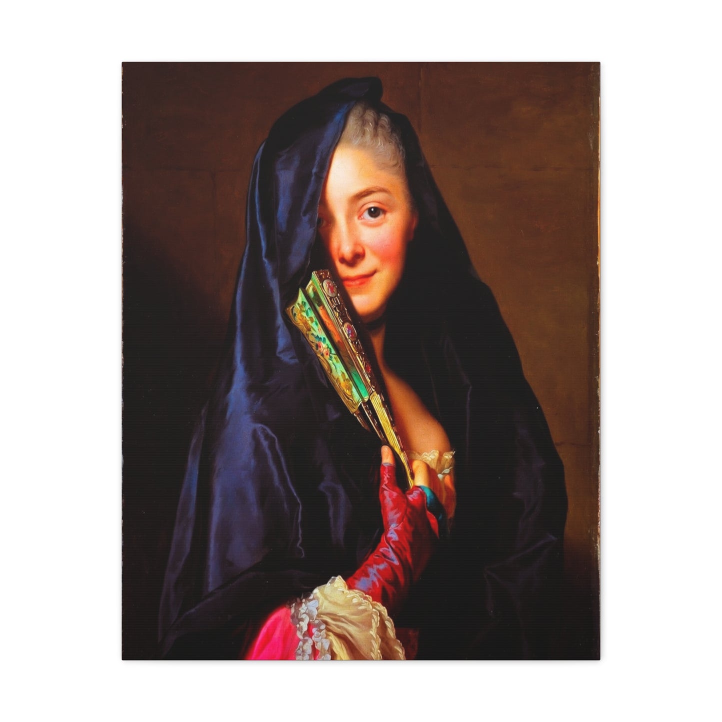 Vintage Portrait Canvas Print — Elegant Lady with Fan Matte Stretched Wall Art