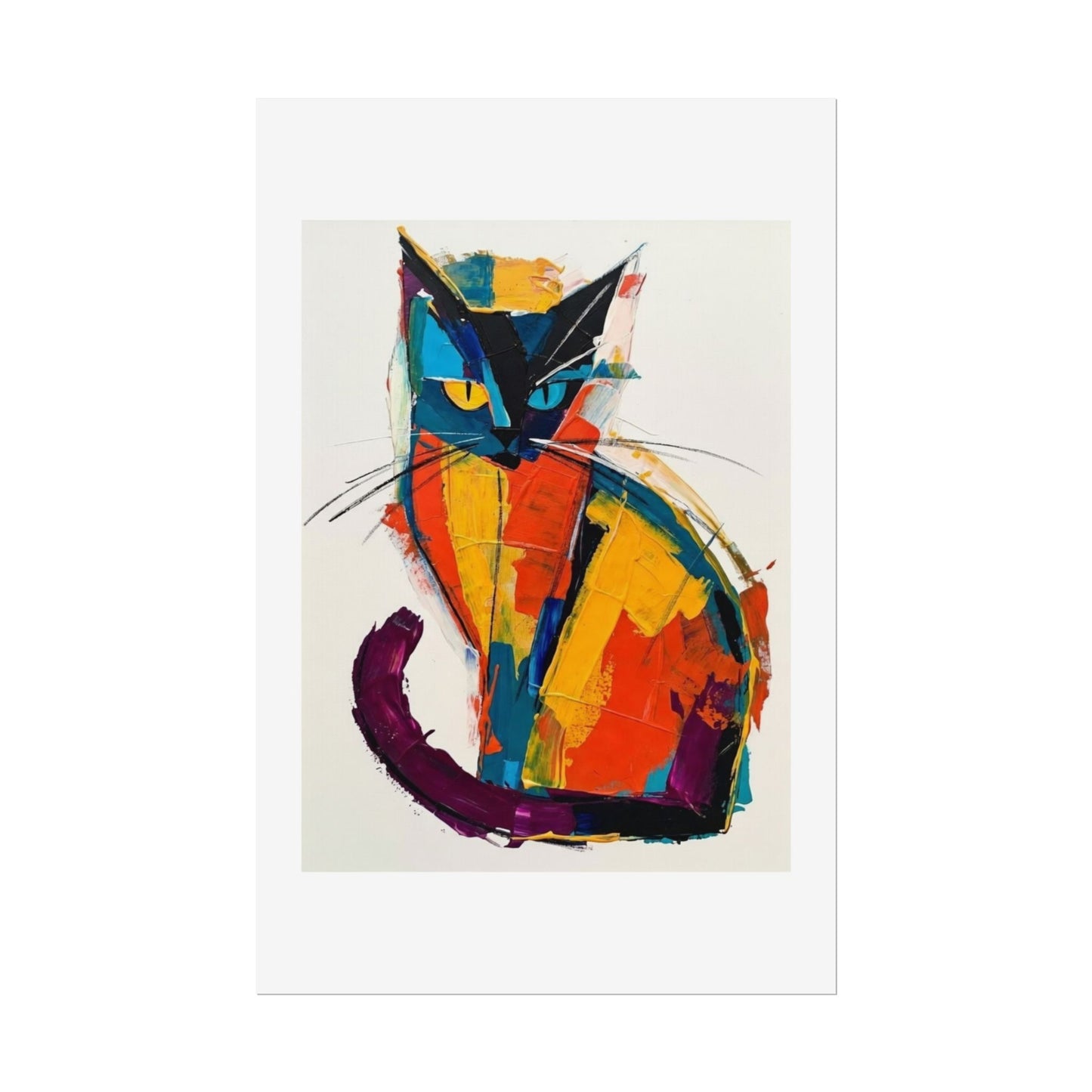 Colorful Abstract Cat Poster — Modern Rolled Art Print