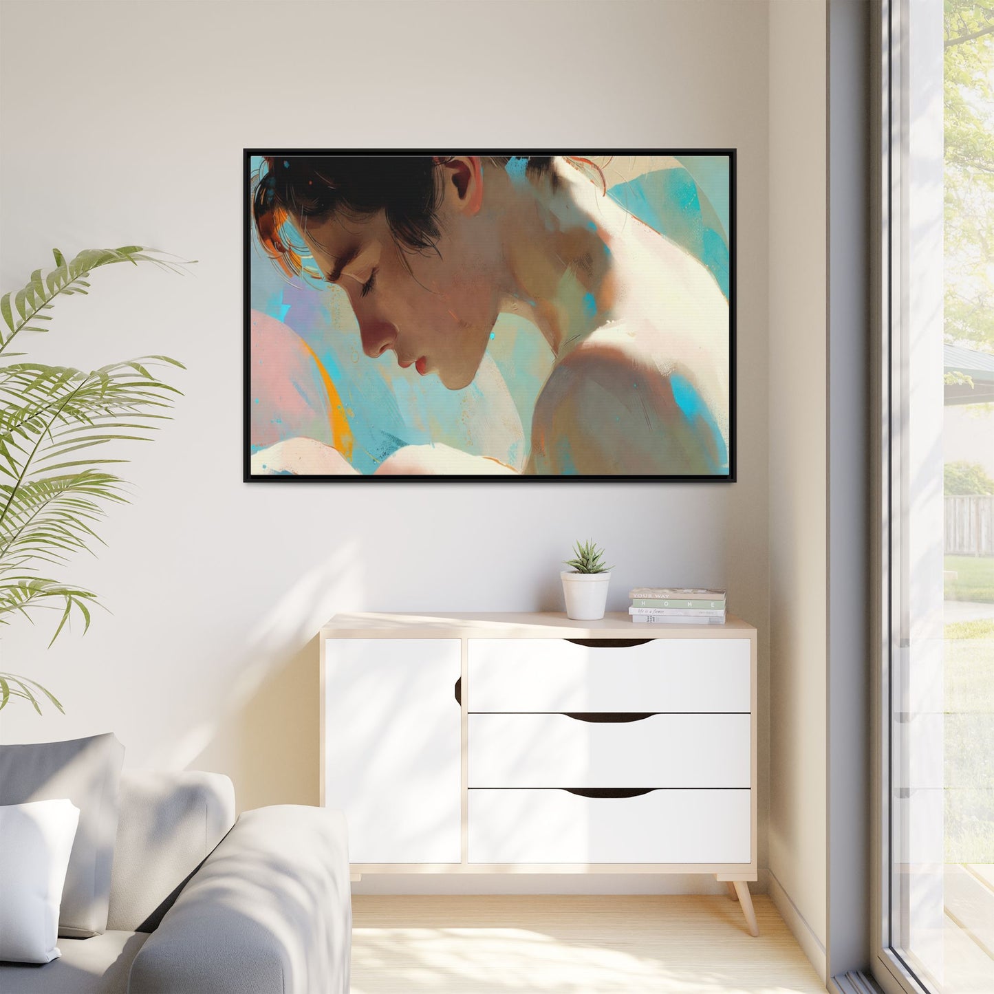 Framed Matte Canvas Print — Dreamy Portrait Art (Multi‑Color)