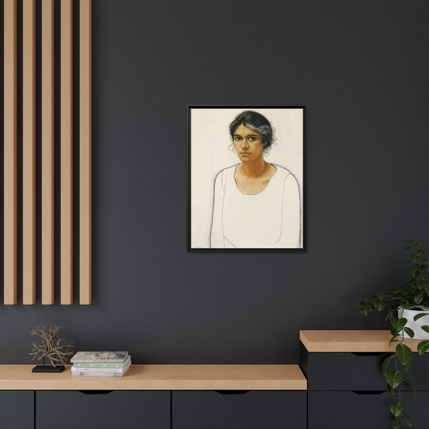 Portrait of a Woman by Winold Reiss Framed Matte Canvas Portrait Print