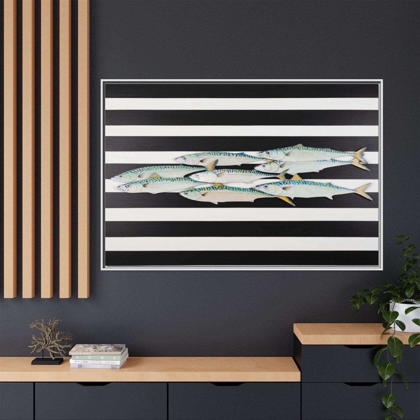 Striped Mackerel Canvas Print — Framed Matte Fish Wall Art