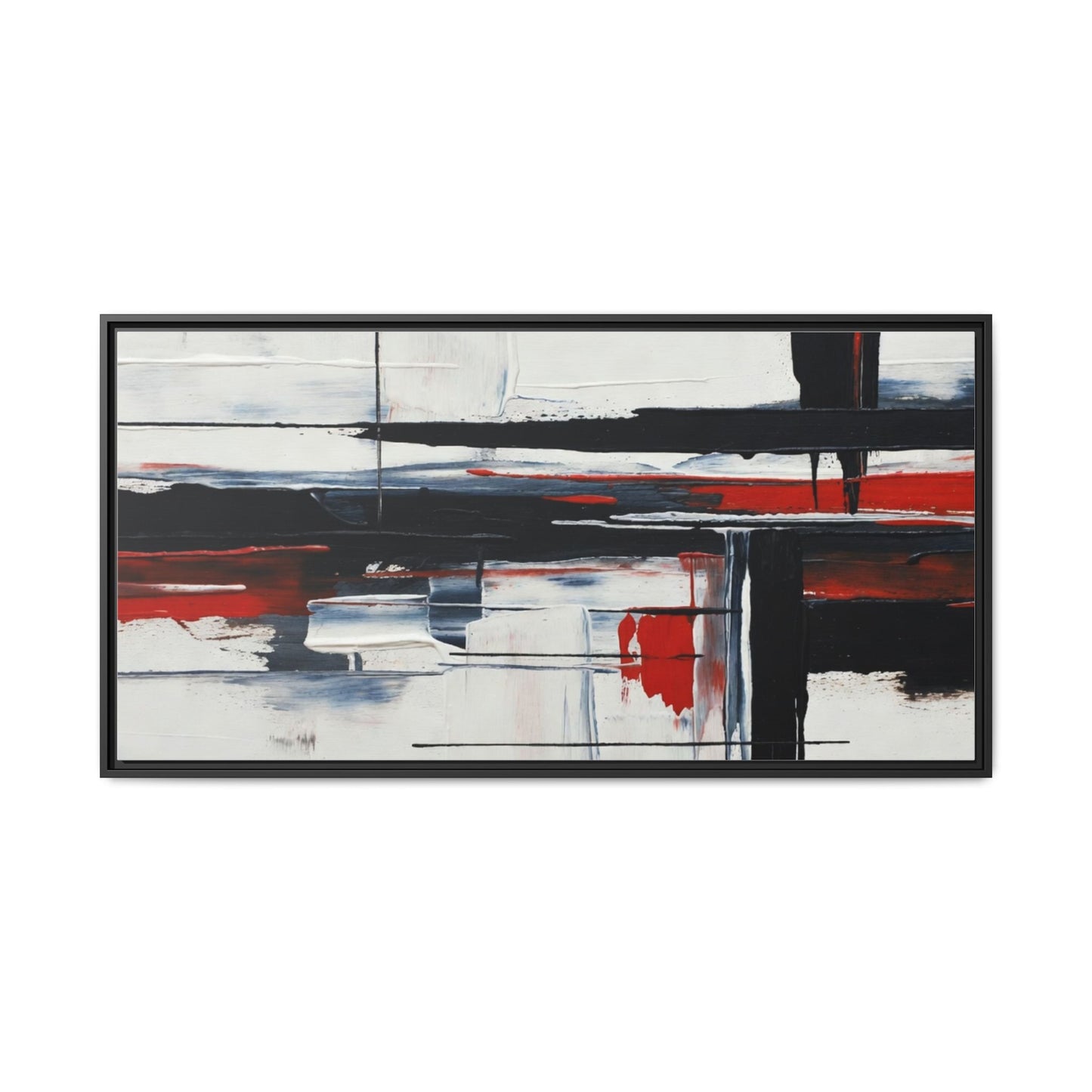 Abstract Red & Black Framed Canvas Art — Modern Matte Wall Painting