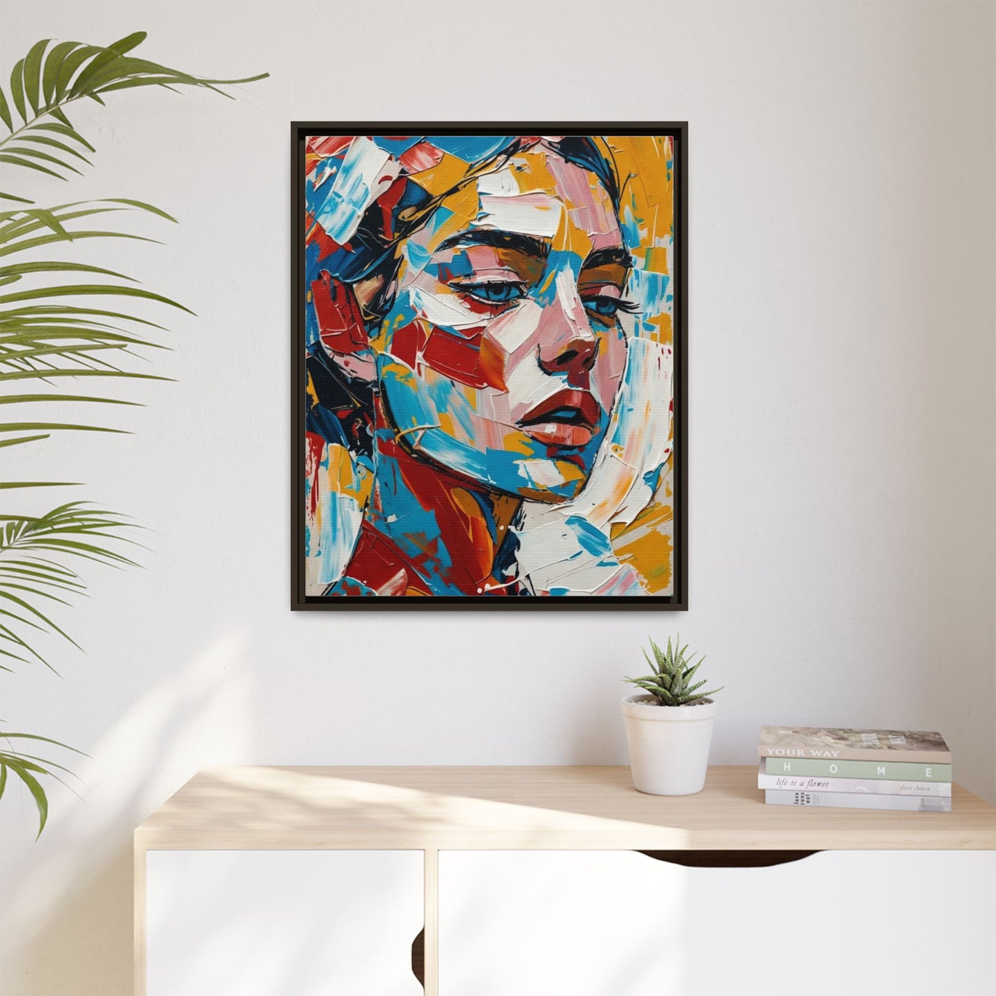 Colorful Abstract Portrait Framed Canvas Print