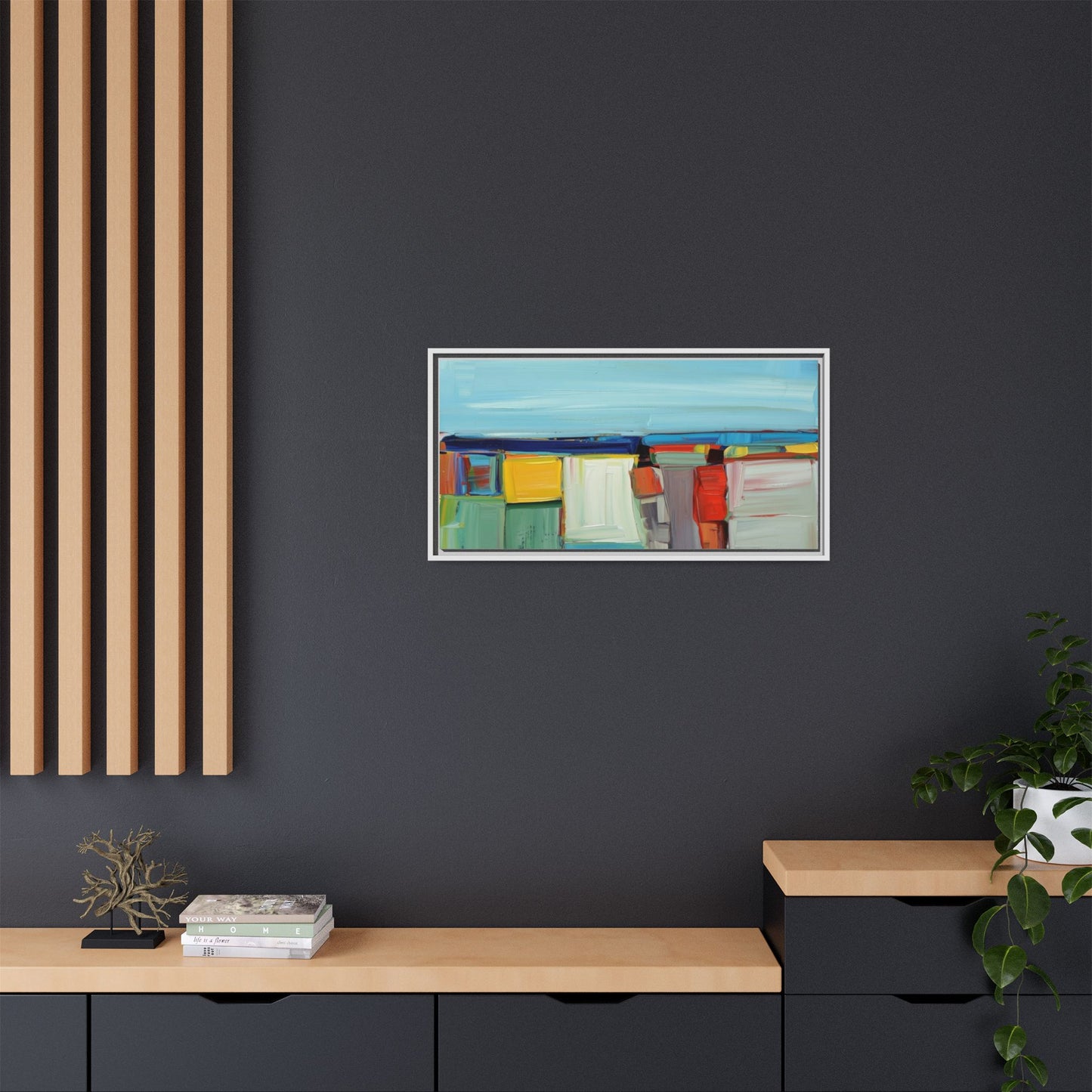 Abstract Coastal Blocks Matte Canvas Print (Framed)