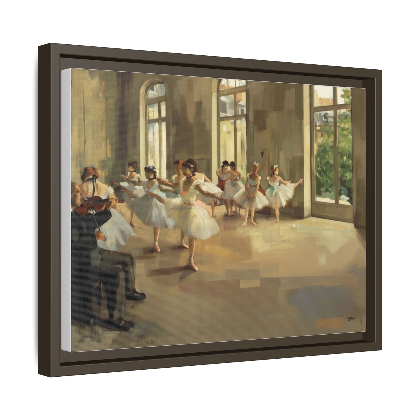 Framed Matte Canvas Print — Ballet Class Scene (Impressionist Dancers)