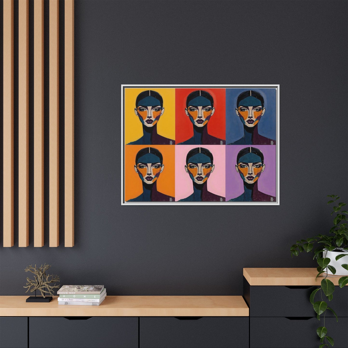 Pop Art Portrait Matte Canvas — Framed Multi-Color Wall Art