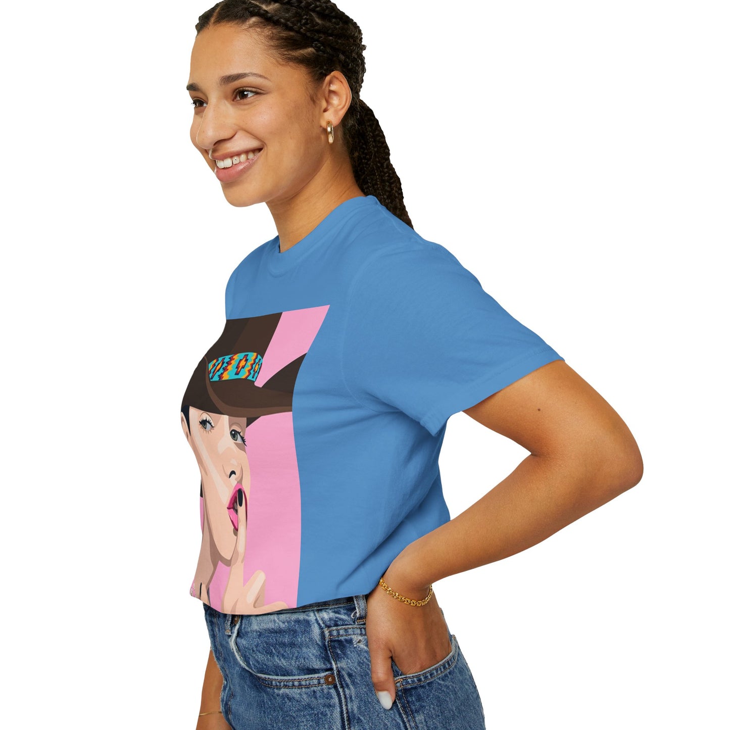 Cowgirl Pop Art T-Shirt — Pink 'Shh' Graphic Tee
