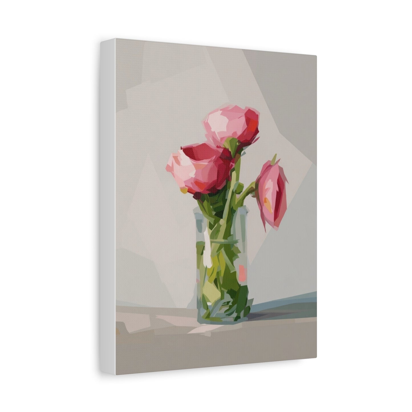 Pink Floral Vase Canvas Print — Stretched Matte Wall Art