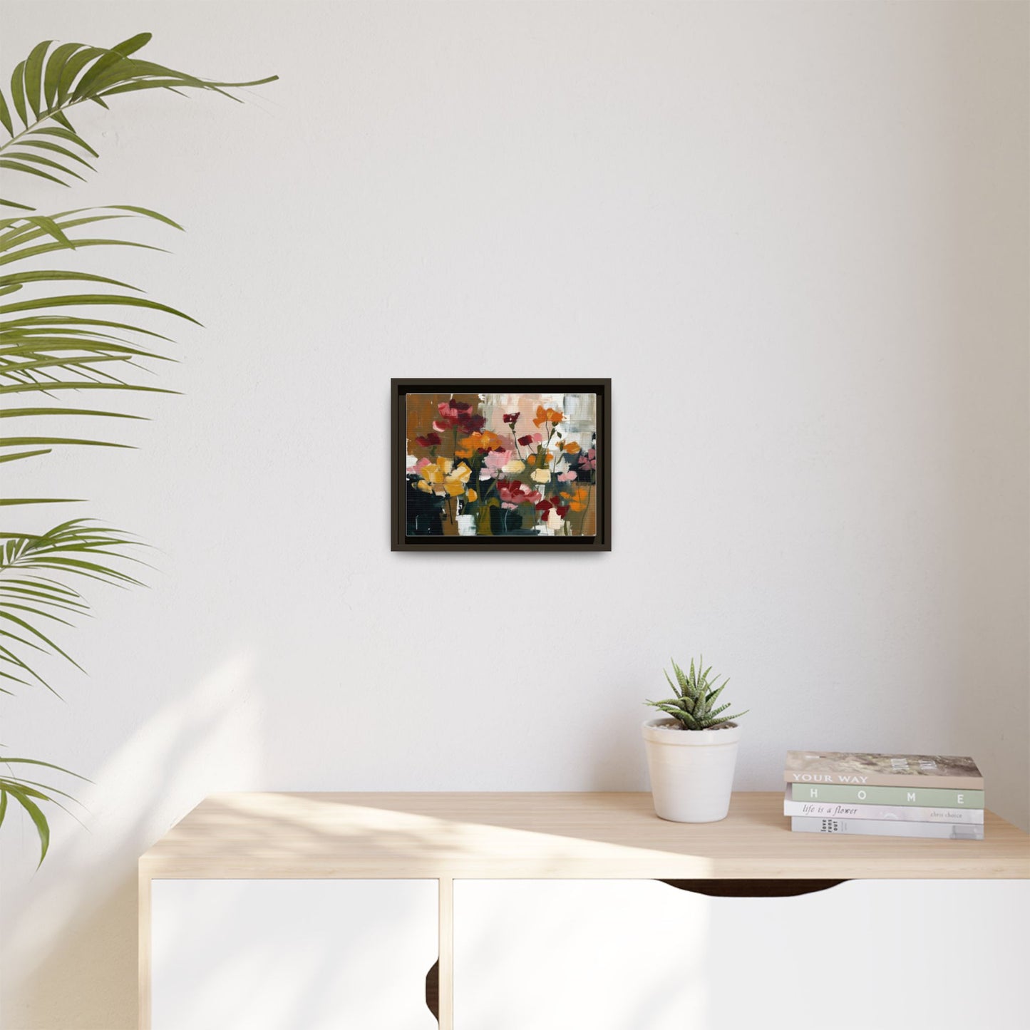 Framed Matte Canvas Floral Abstract Wall Art