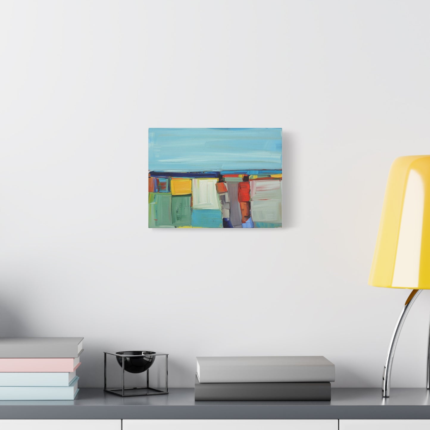 Abstract Coastal Landscape Canvas Print — Colorful Modern Seascape Wall Art