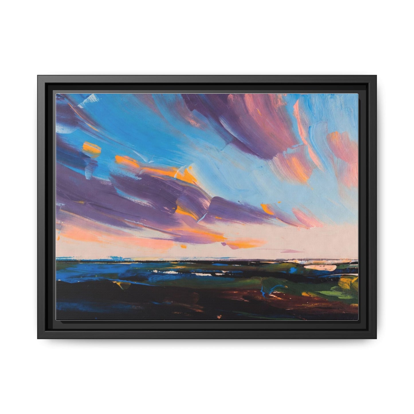 Framed Matte Canvas Abstract Seascape Sunset Art Print