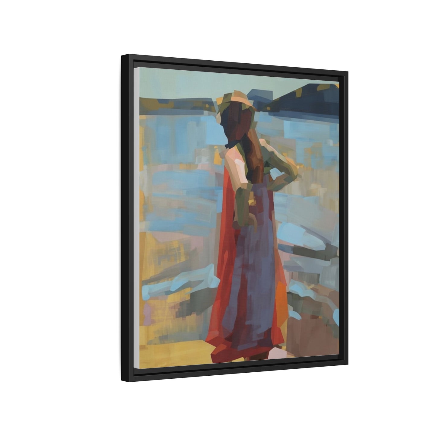 Framed Matte Canvas Print — Coastal Woman Abstract Art