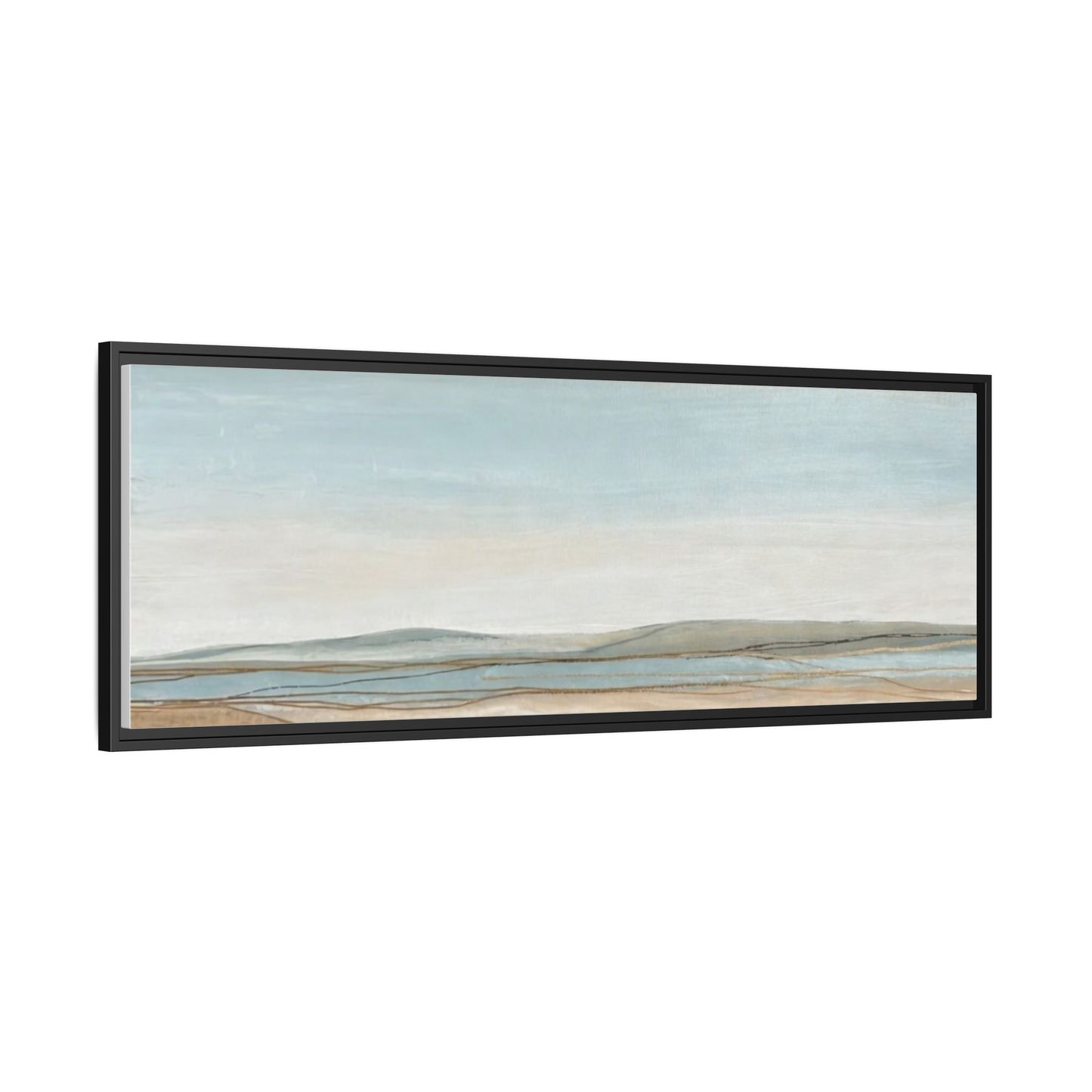 Framed Abstract Landscape Matte Canvas — Serene Coastal Horizon Wall Art