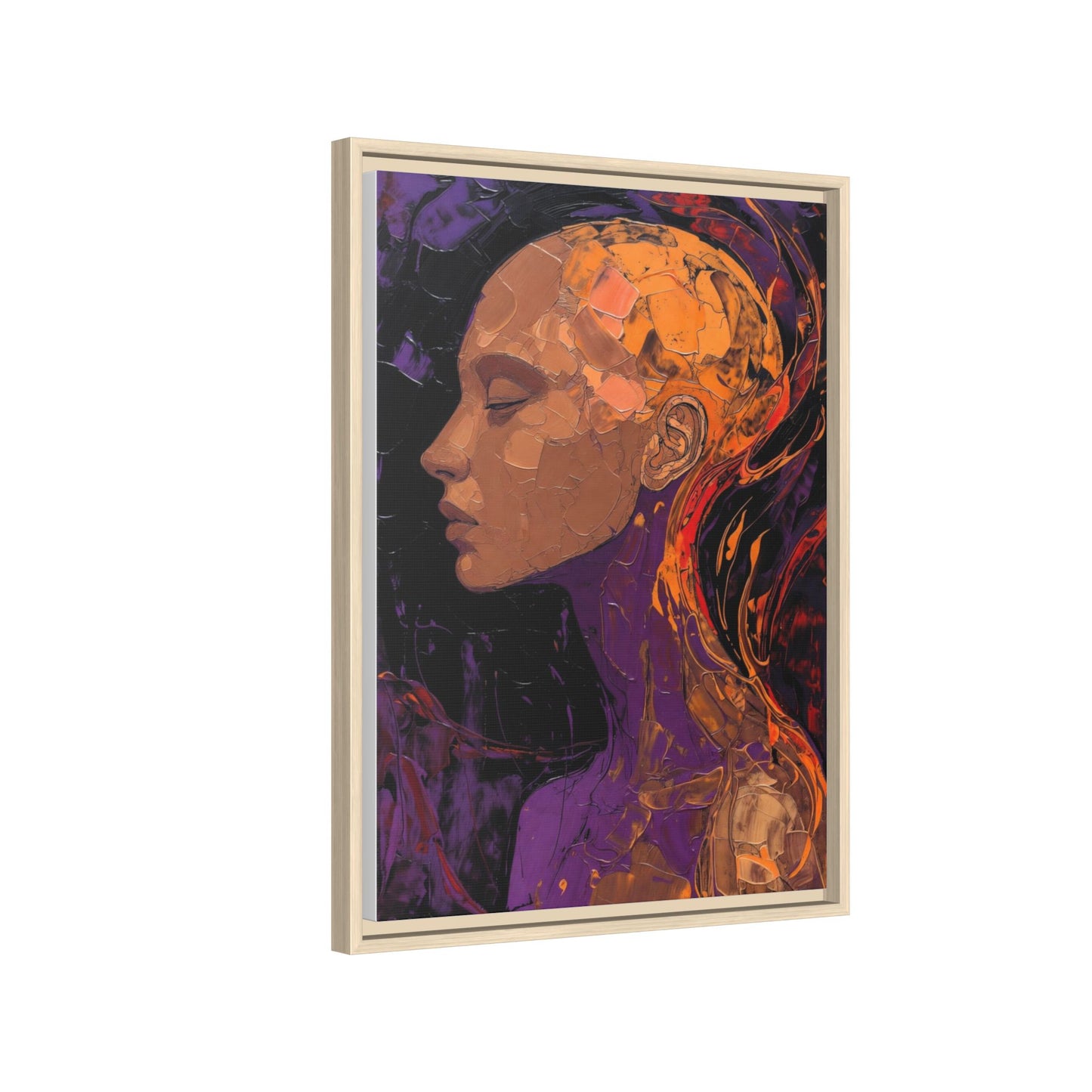 Abstract Profile Portrait Matte Framed Canvas — Multicolor Feminine Art Print