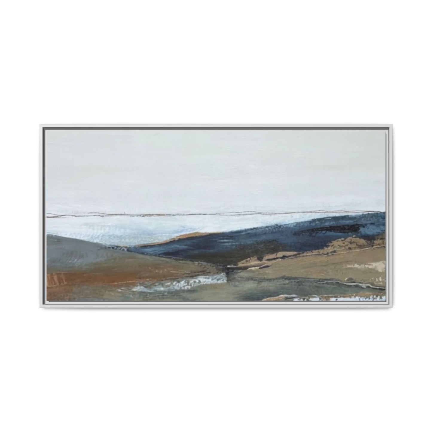 Framed Matte Canvas Wall Art — Serene Coastal Abstract Landscape