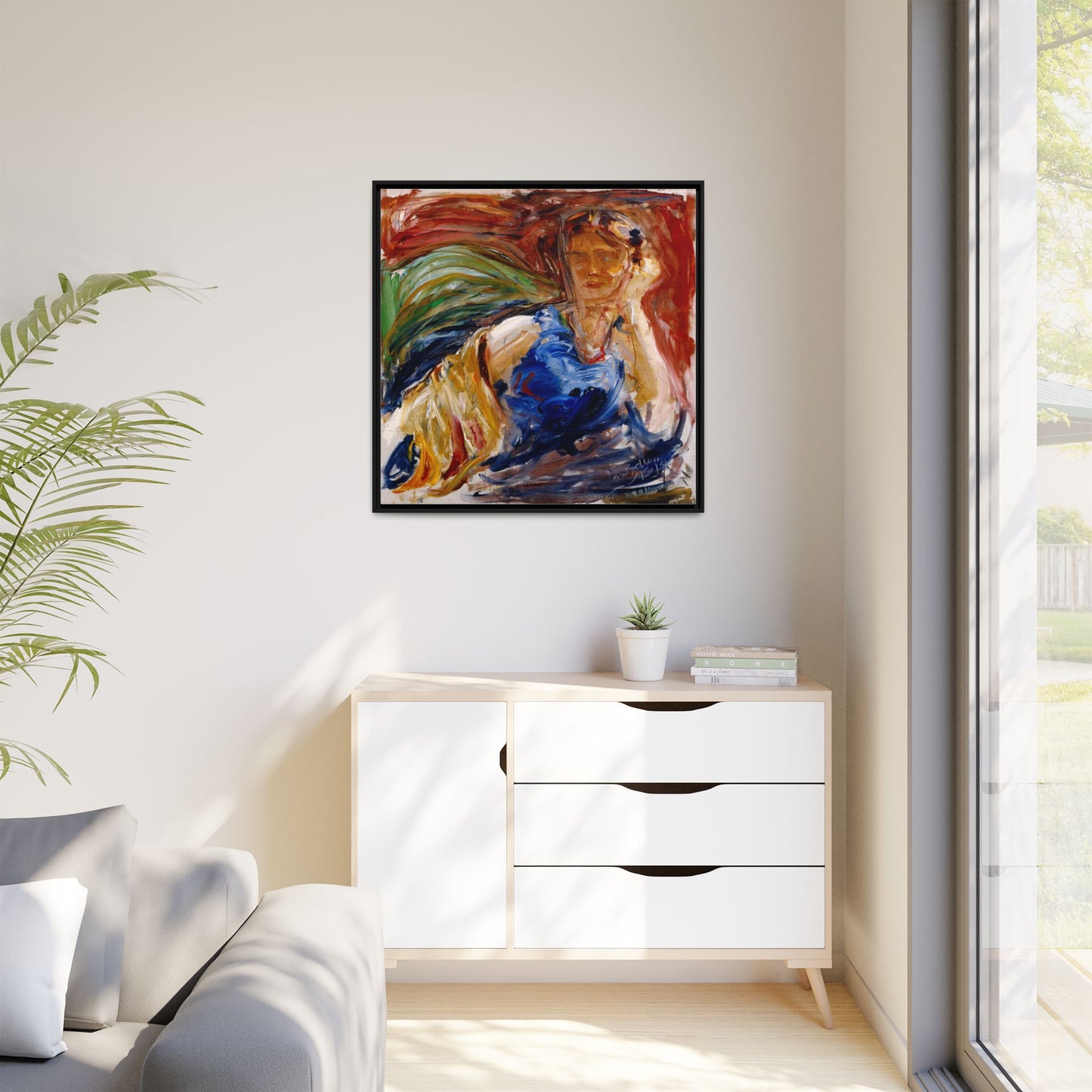 Portrait of hyllis Sjostrom by Akseli Gallen-Kallela Canvas Matte Framed Wall Art Print