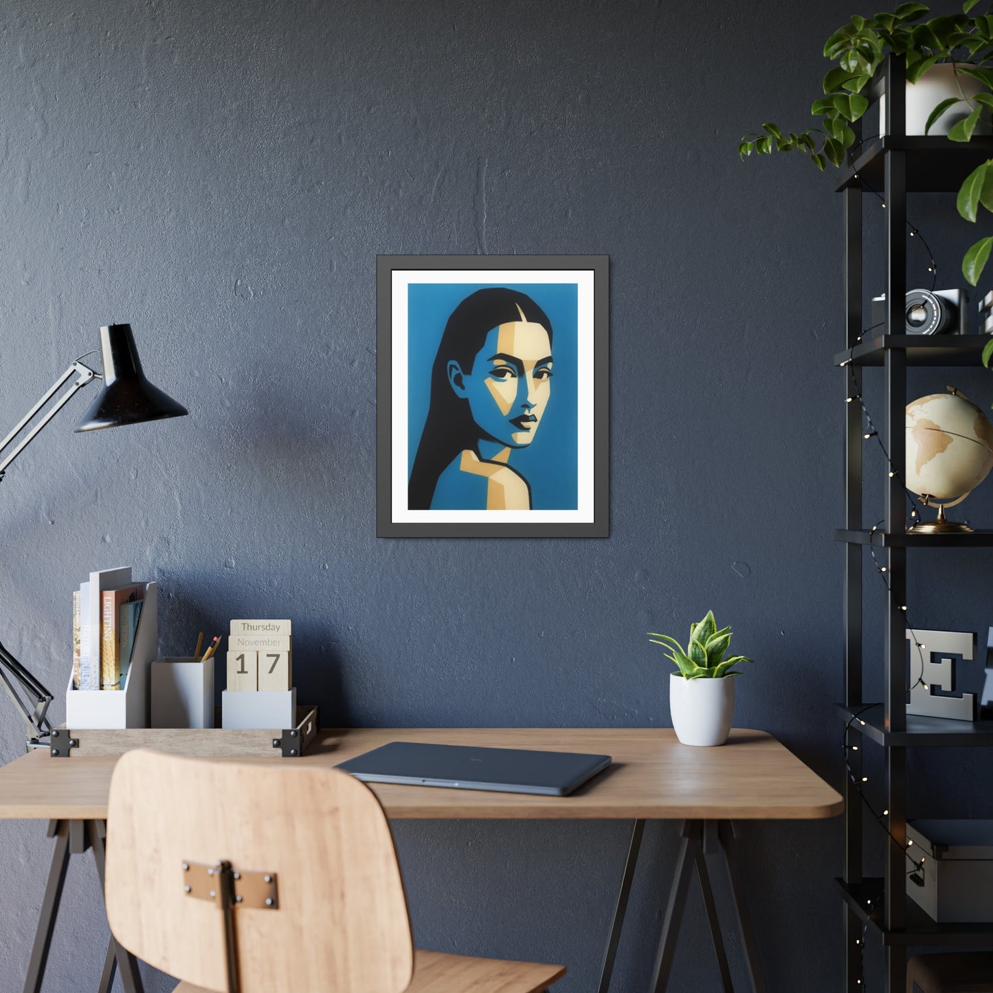 Framed Art Print — Blue Pop Portrait Poster