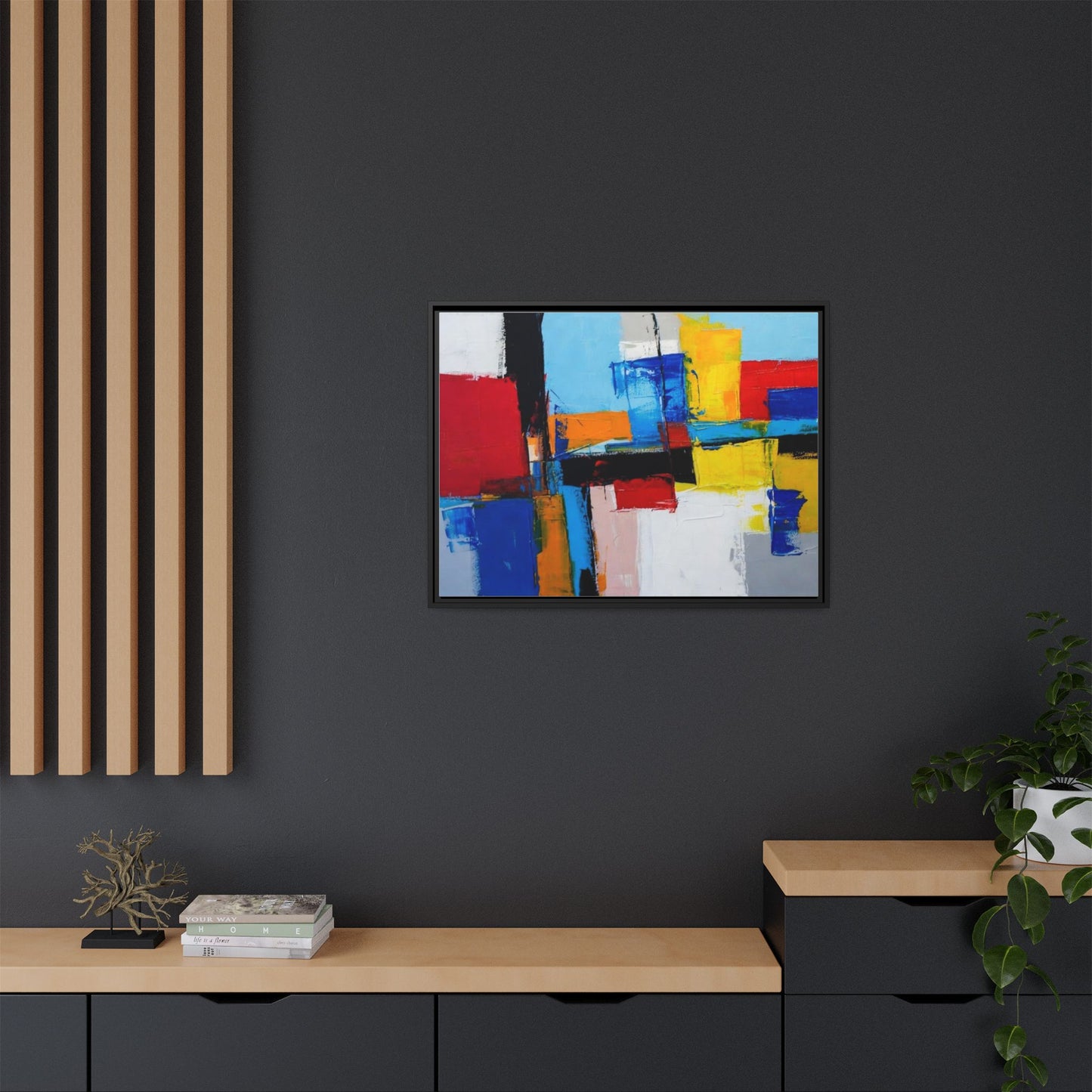 Abstract Color Block Matte Canvas Framed Wall Art